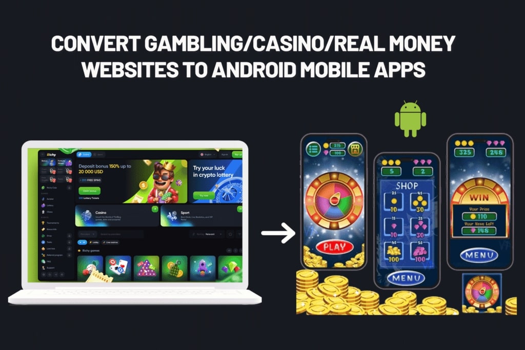 gambling, casino and real money in mobile from laptop
